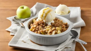 crumble-de-manzana-con-helado-de-vainilla